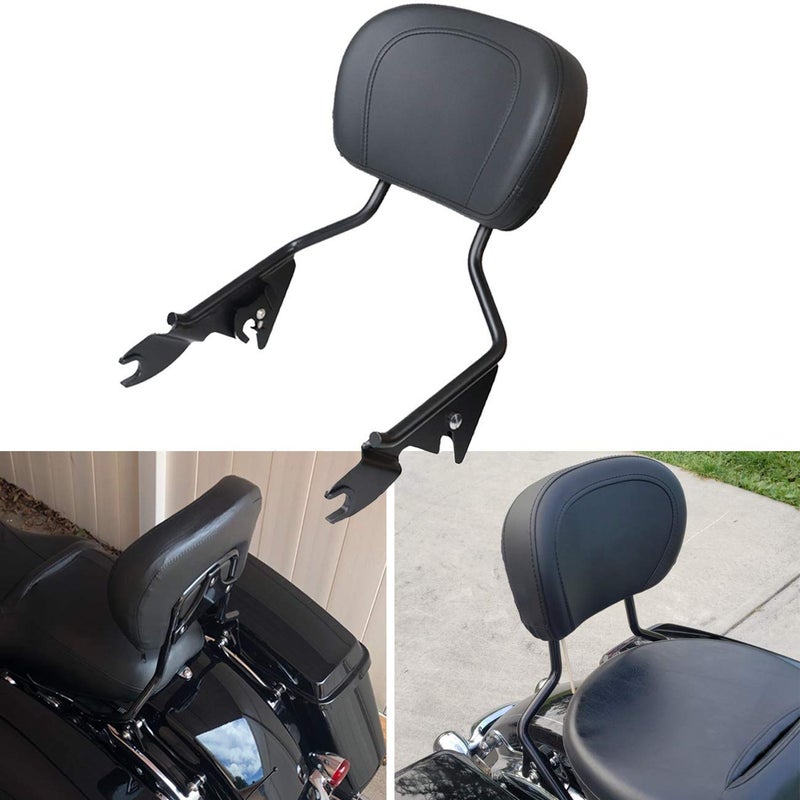 AUFER Detachable Upright Passenger Backrest Sissy Bar w/Back Rest Pad Compatible With For Touring Road King Street Glide Electra Glide Road Glide FLHR FLHX FLHT FLTR 2009-2025 (Blackï¼‰ - Image 1